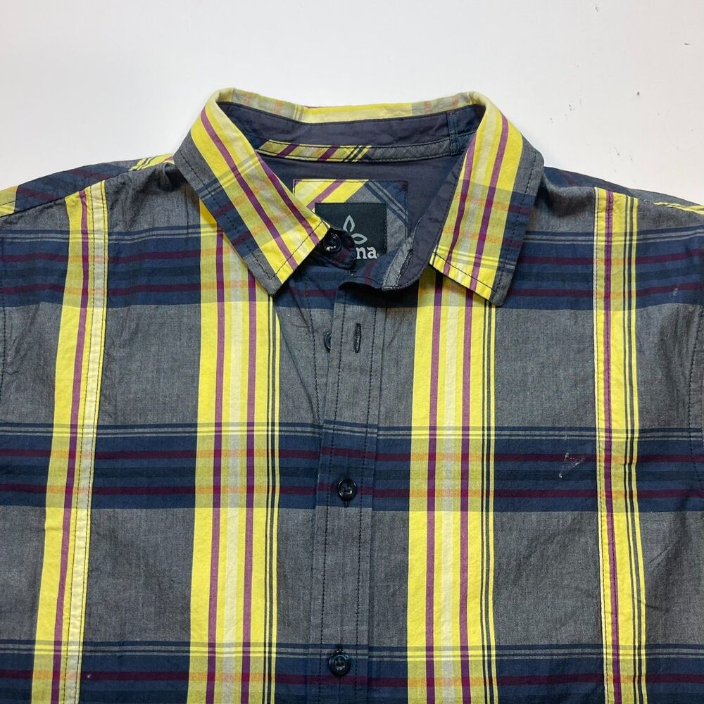 PRANA Mens Sz S Short Sleeve Plaid Camp Shirt